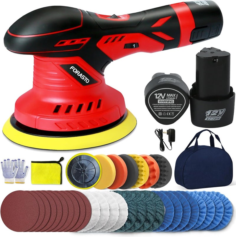 FORASTO 40Pack Cordless Buffer Polisher,DA Buffer Polisher Waxer for Car Detailing, Car Buffers And Polishers kit,Car Accessories,6 Variable Speed, 5500 RPM - Image 1